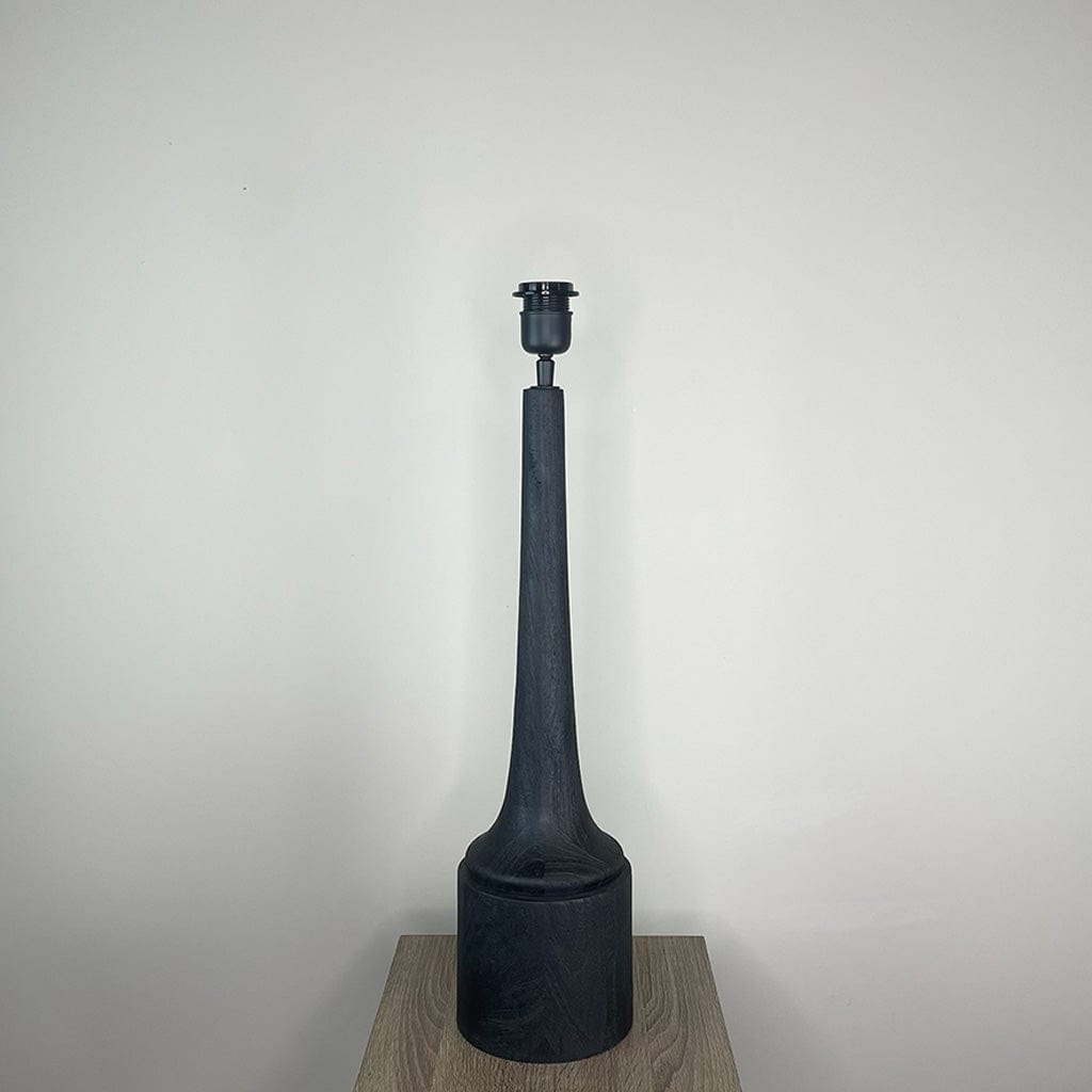 Marin Black Wood Tall Neck Table Lamp with Timorous Beasties Jungle Tangle Lemon Shade