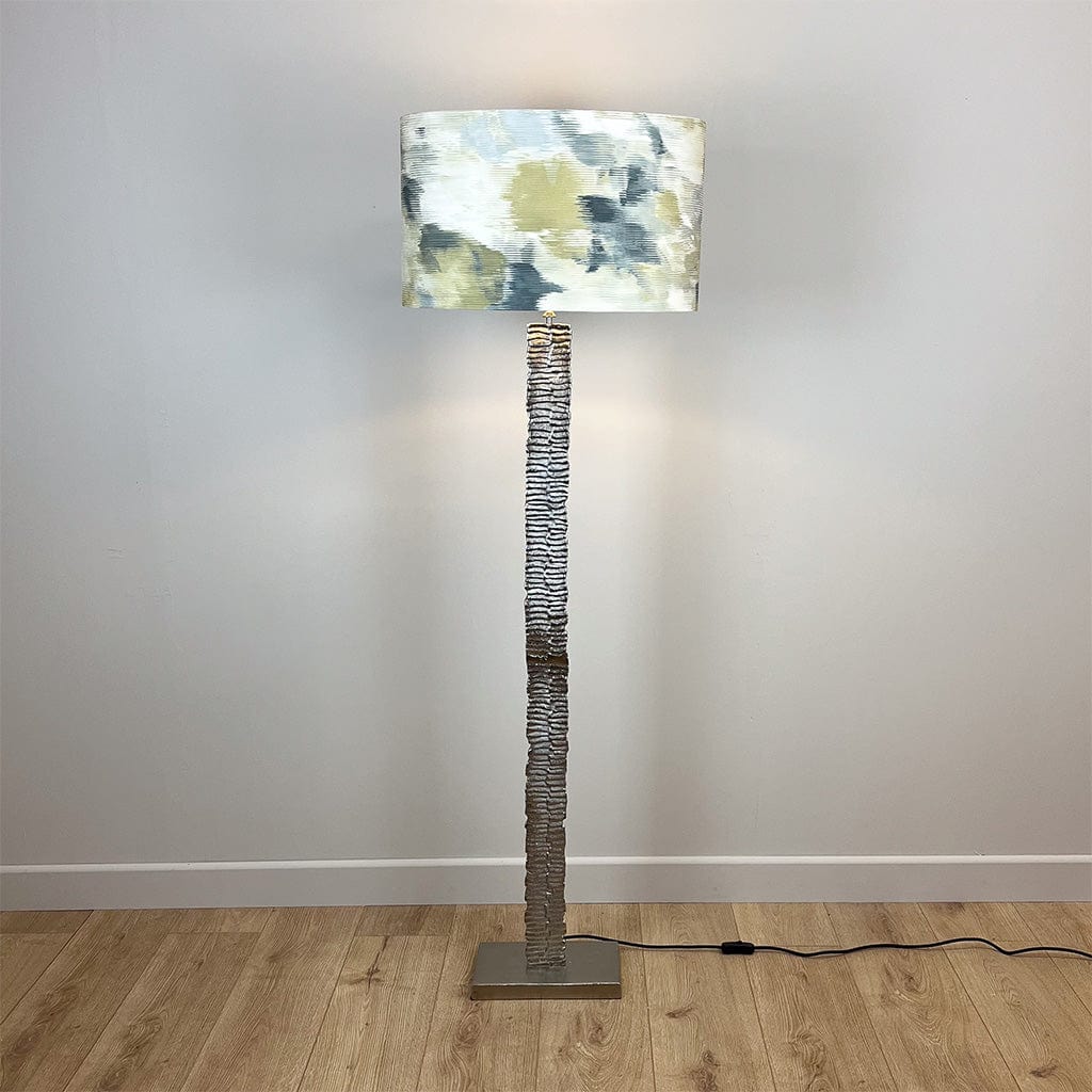 Paperbark Large Floor Lamp Luxuriant Silver with choice of Harlequin Shade