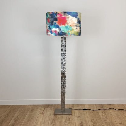 Paperbark Large Floor Lamp Luxuriant Silver with choice of Harlequin Shade