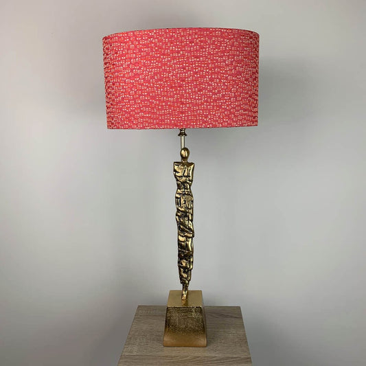 Shaman Antique Brass Table Lamp with Cherry Shade