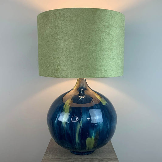 Sky Loma Table Lamp with Olive Velvet Shade