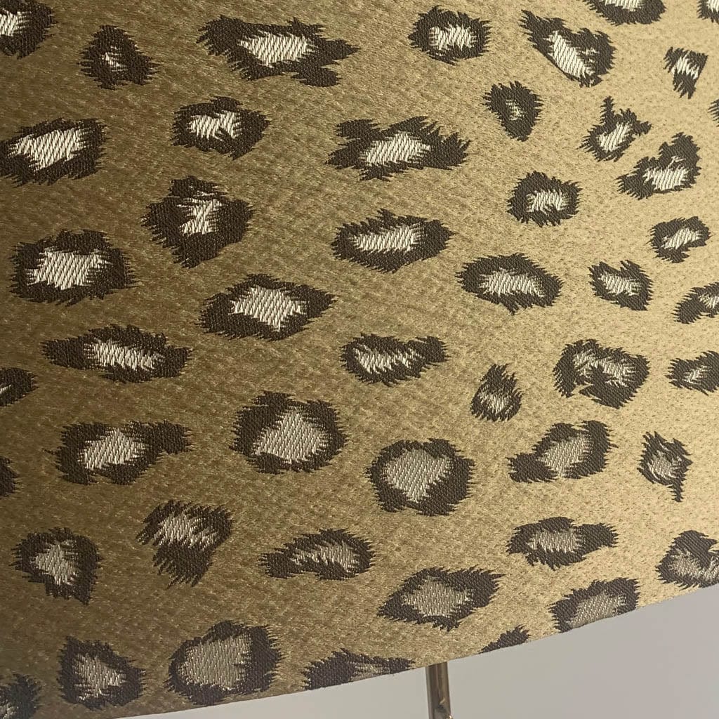 Trident Gold Floor Lamp with Golden Leopard Print Soft Velvet Oval Light Shade