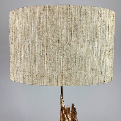 Trident Gold Floor Lamp with Textured Golden Honeycomb Oval Shade