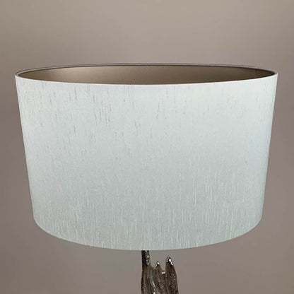 Trident Silver Floor Lamp with Astor Stockholm White Faux Silk Oval Shade